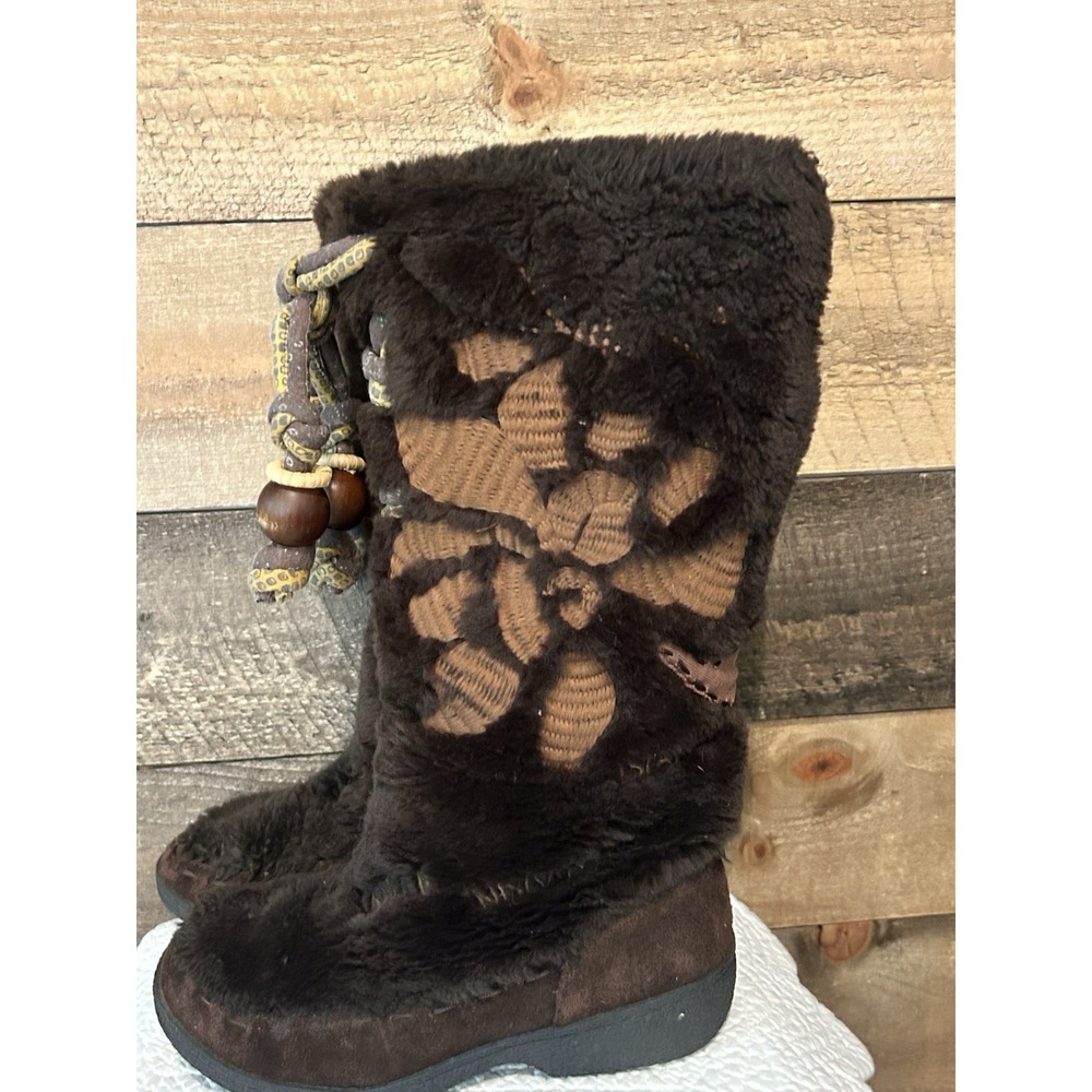 Y2K SE Boutique By Sam Edelman Boots Women 7.5 Brown Faux Fur Winter Boho
